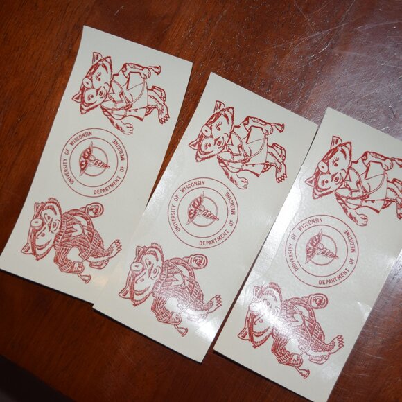 LOT Vtg University of Wisconsin Dept Medicine Bucky Badger Decal Sticker Pack - Picture 2 of 5